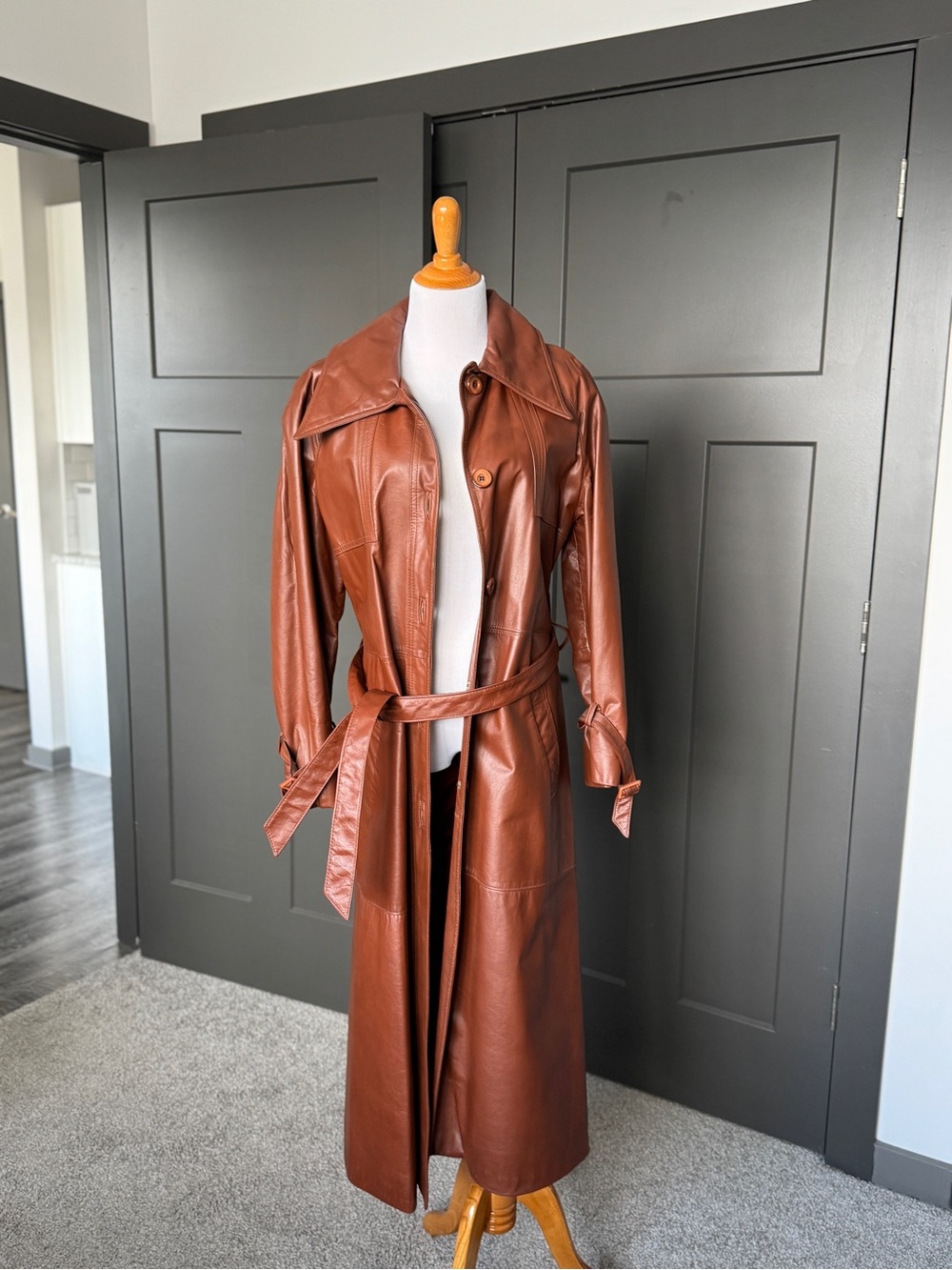 Ambe Vintage Leather Trench Coat